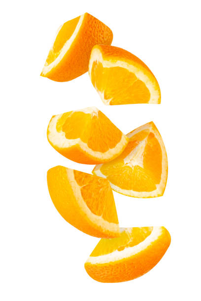 istock Falling Orange isolated on white background with clipping path, full depth of field 2193507057