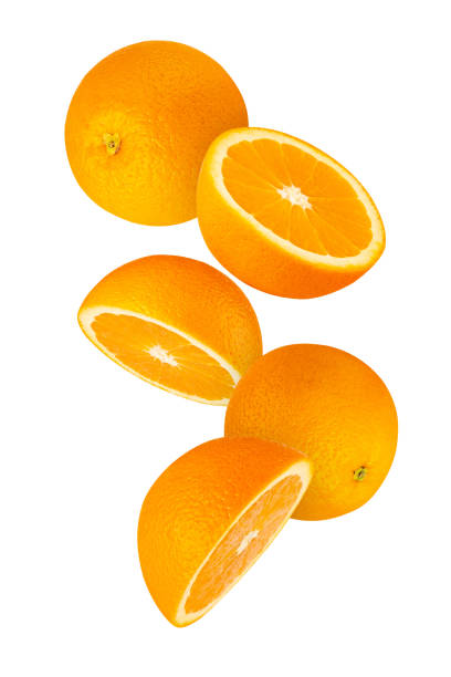 istock Falling Orange isolated on white background with clipping path, full depth of field 2193507062