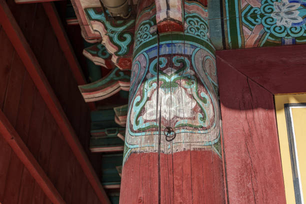 istock Korea's old and traditional Bulguksa Temple building pillar pattern 2193507561