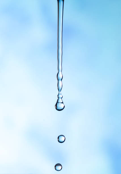 Water droplets falling in succession