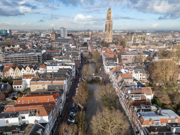 istock Oudegracht in Utrecht by drone 2193510950