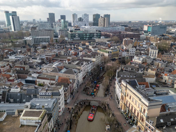 istock Oudegracht in Utrecht by drone 2193511023