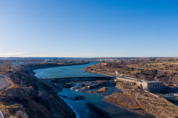 istock Great Falls, Montana drone shot in December 2193512129