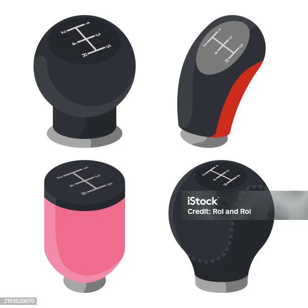 Shift Object Vector Gear Shift Knobs Vector Cartoon Set Isolated On A White Background ...