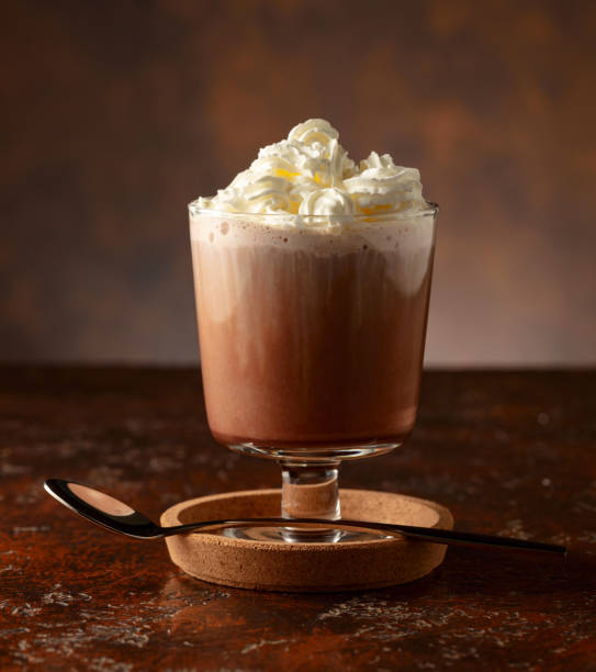 istock Hot chocolate with whipped cream in a glass mug. 2193520420