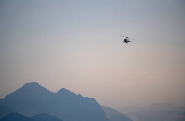 Police helicopter flying in the sky