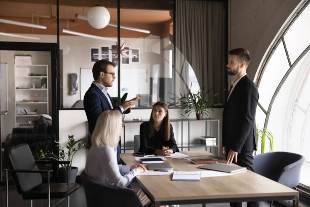 istock Project managers leaders speaking in conference room 2193528200