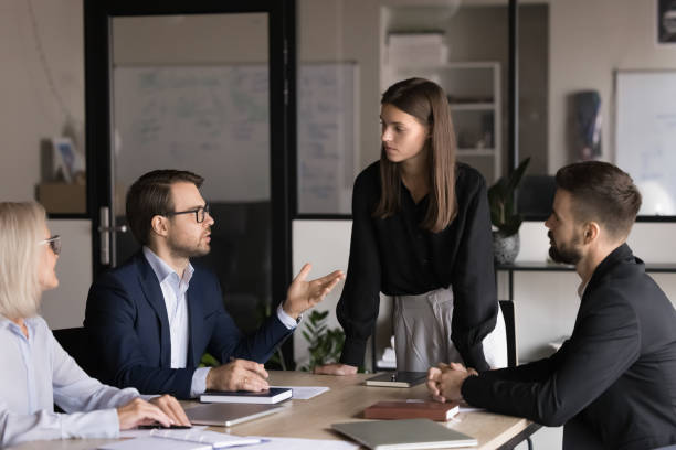 istock Male boss leading negotiations, conducting collaborative meeting 2193533555