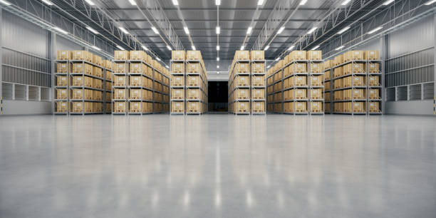 istock 3d rendering of warehouse and concrete floor suit for industrial background. 2193534456