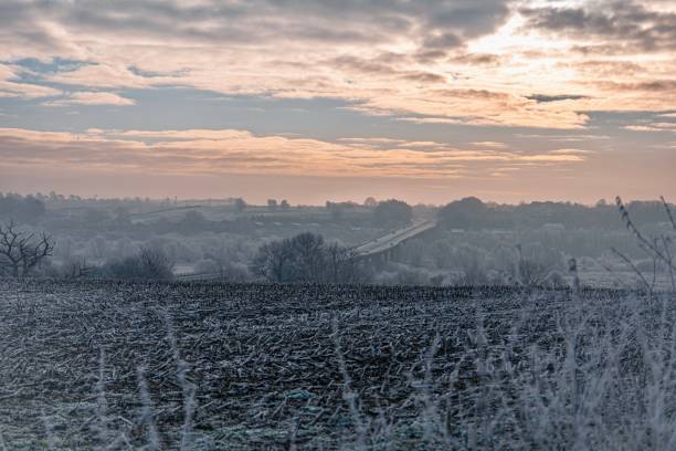 istock Frost Winter Scene and motorway England 2193534840