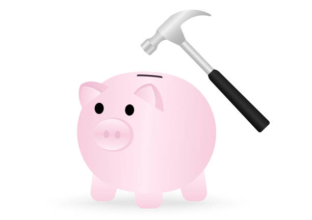 istock Piggy Bank with Hammer. Growing Money, Saving and Investment Concept. 2193552820