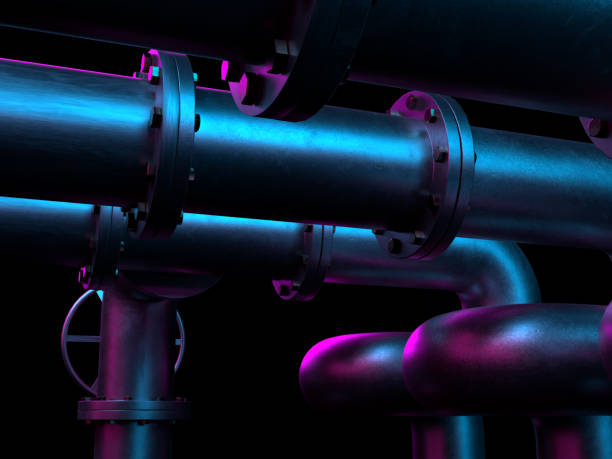 Steel piping, pipeline 3d illustration