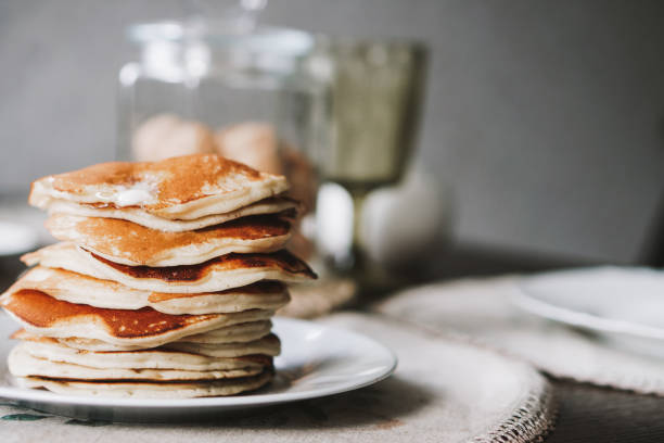 istock Homemade stack of pancakes on plate 2193556211