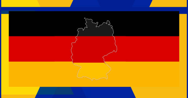 istock map of Germany simplified rounded and creative Europe background with shape of the map of the European Union, EU, blue yellow design background 2193562460
