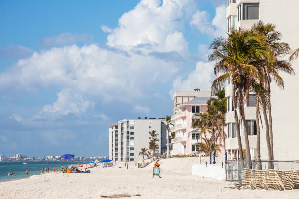 Beautiful Clearwater beach skyline in sunny morning in Clearwater, Florida, USA