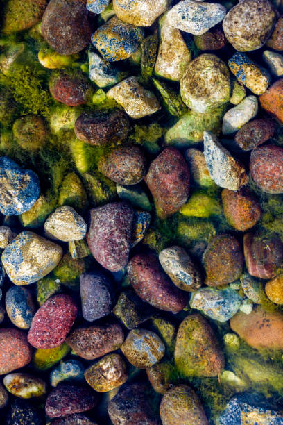 istock Colorful Riverbed Stones Beneath Clear Water with Mossy Accents 2193565564
