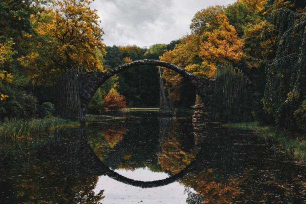 istock Spectacular autumn landscape with a view on Devli's Bridge in Germany 2193574702