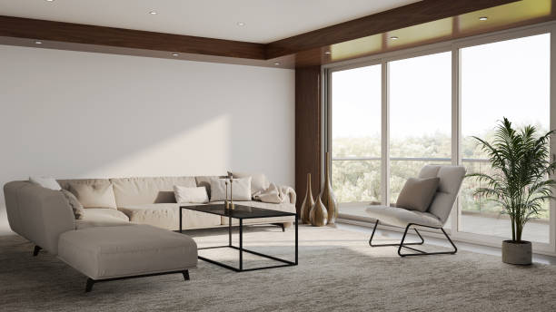 istock Large luxury modern bright interiors Living room mockup illustration 3D rendering image 2193576579