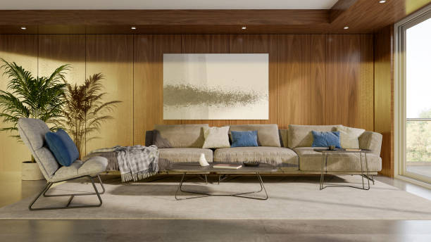 istock Large luxury modern bright interiors Living room mockup illustration 3D rendering image 2193576857