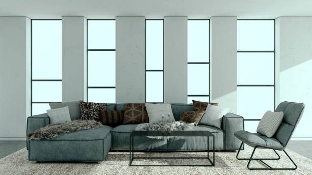 istock Large luxury modern bright interiors Living room mockup illustration 3D rendering image 2193577488