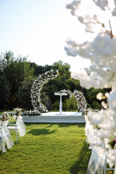 istock Outside place decorated with flowers for the wedding ceremony. 2193579341