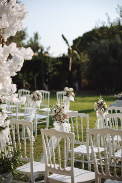 istock Outside place decorated with flowers for the wedding ceremony. 2193579505