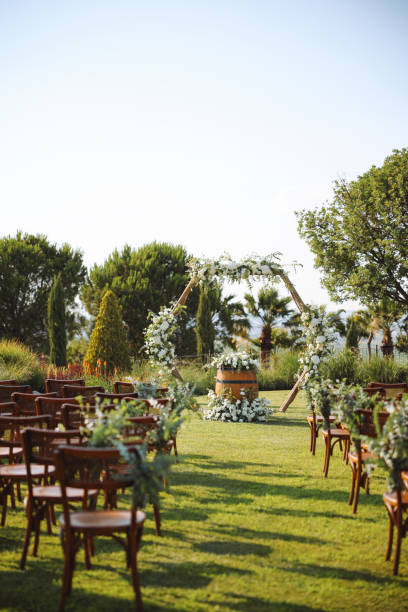 istock Outside place decorated with flowers for the wedding ceremony. 2193580004
