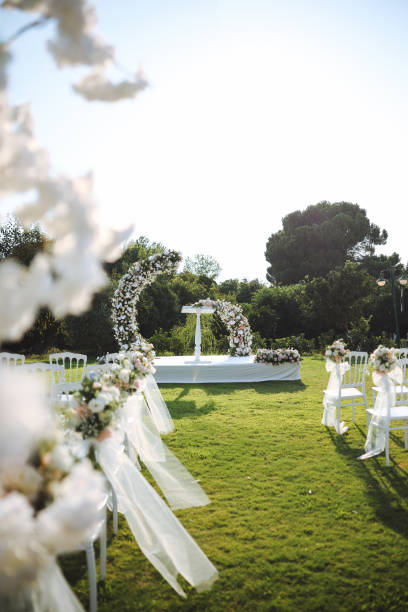 istock Outside place decorated with flowers for the wedding ceremony. 2193580104