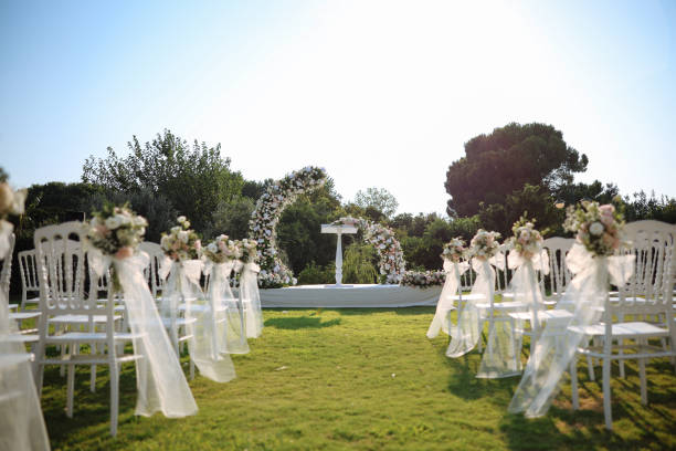 istock Outside place decorated with flowers for the wedding ceremony. 2193580208