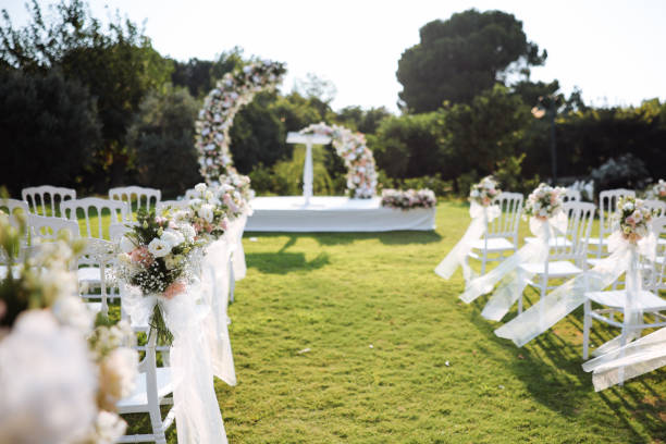 istock Outside place decorated with flowers for the wedding ceremony. 2193580295