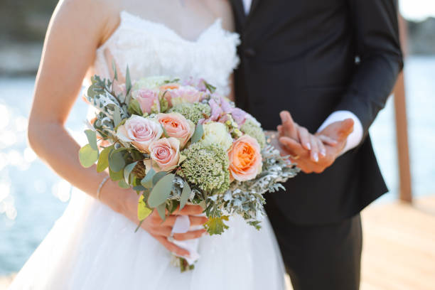 istock Bride and groom outdoors on a wedding day 2193581315