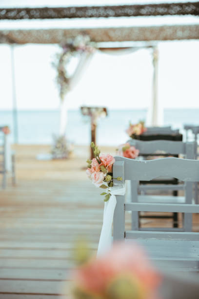 istock Beautiful wedding arch on the beach 2193581426