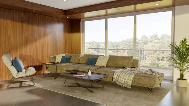 istock Large luxury modern bright interiors Living room mockup illustration 3D rendering image 2193581660