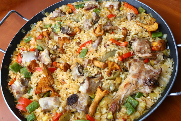 istock typical spanish rice with seafood or meat and mushrooms 2193584839