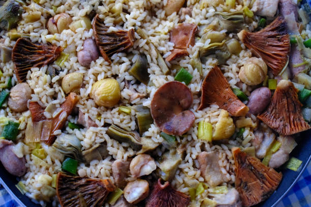 istock typical spanish rice with seafood or meat and mushrooms 2193584898