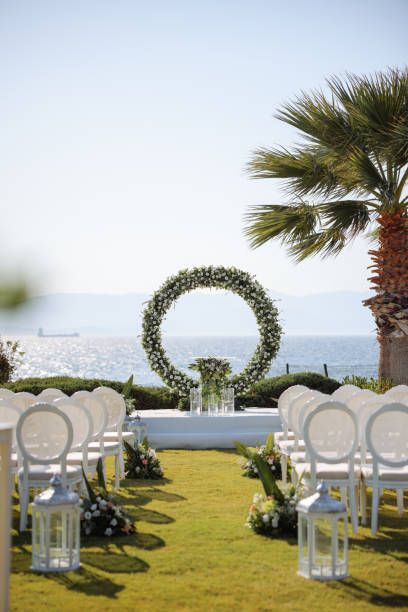 istock Beautiful wedding arch on the beach 2193585554