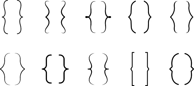 Brace Groups Math Ilustración de Curly Braces Double Symmetric Brackets Vector Typography ...