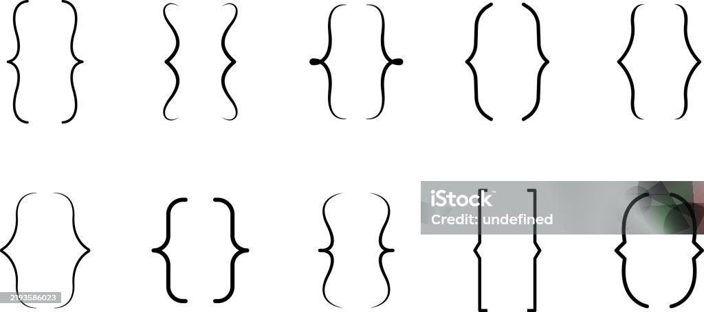 Graphical Brackets Curly Braces Double Symmetric Brackets Vector Typography Symbols Pair ...