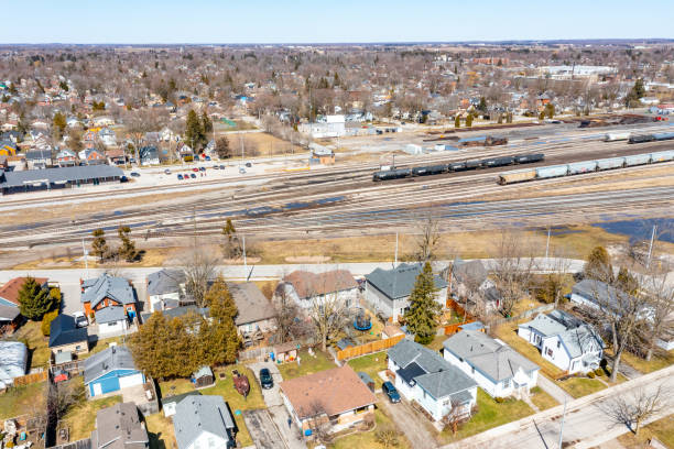 istock Railway Track and Train Station, Stratford, Canada 2193586559