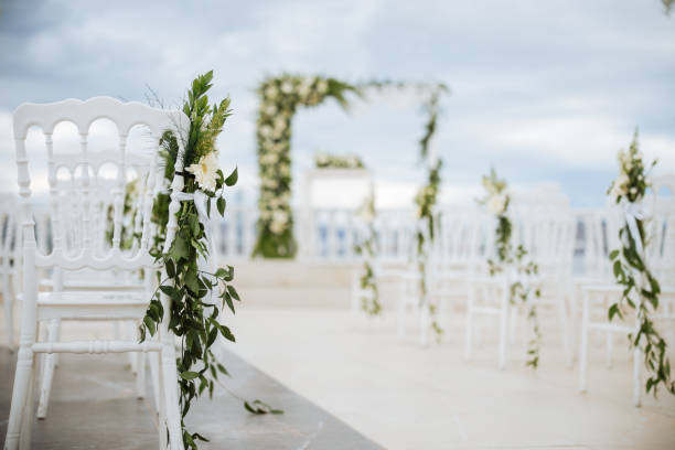 istock Beautiful wedding arch on the beach 2193590055