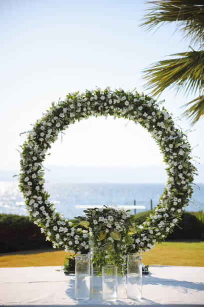istock Beautiful wedding arch on the beach 2193590675