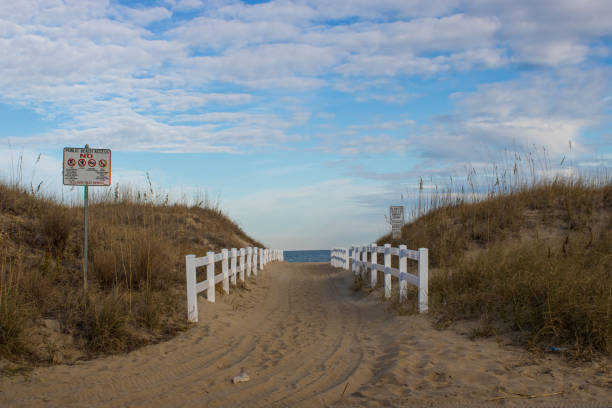 istock Path to the beach and ocean with a picket fence 2193590747