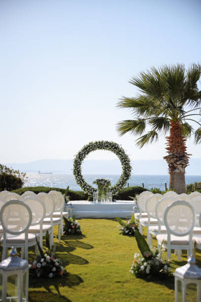 istock Beautiful wedding arch on the beach 2193591019