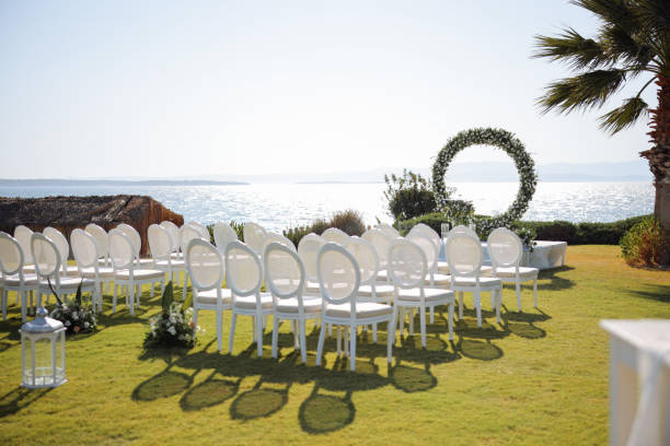 istock Beautiful wedding arch on the beach 2193591315