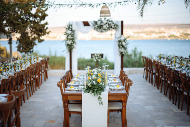 istock Beautiful wedding arch on the beach 2193591341
