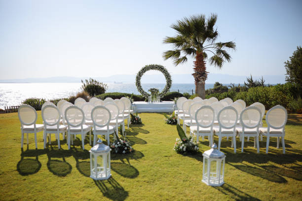 istock Beautiful wedding arch on the beach 2193591356