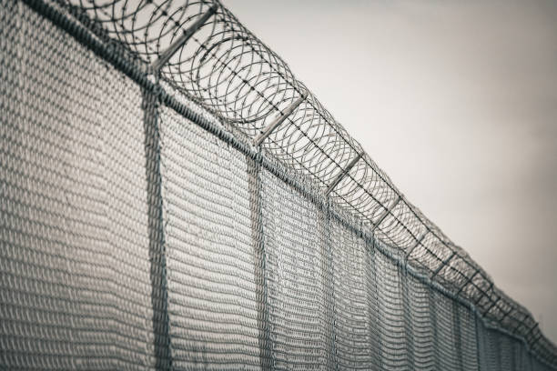 istock High Security Chain-Link Fence With Barbed Wire in Gray Overcast Setting 2193604585