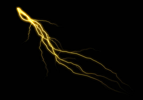 istock A vibrant, golden lightning bolt streaks across a pitch-black background, its branches intricately detailed.  The electric energy is captured in a dynamic, powerful display. 2193615264
