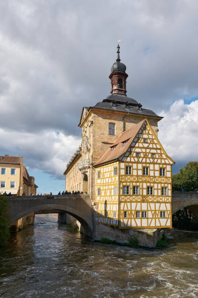 Bamberg, Germany – September 28, 2024: The Old Town Hall on an artificial island in the River Regnitz in the old town of Bamberg in Bavaria, Germany