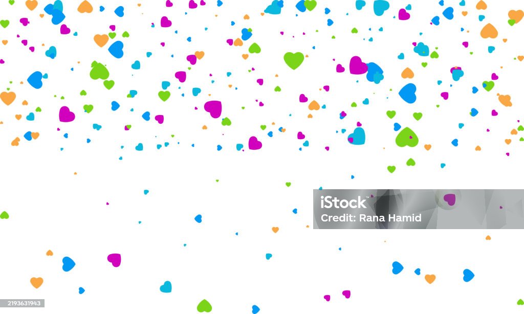 Random Heart Shape Heart Symbol On White Background With Spread Confetti Styel Random ...